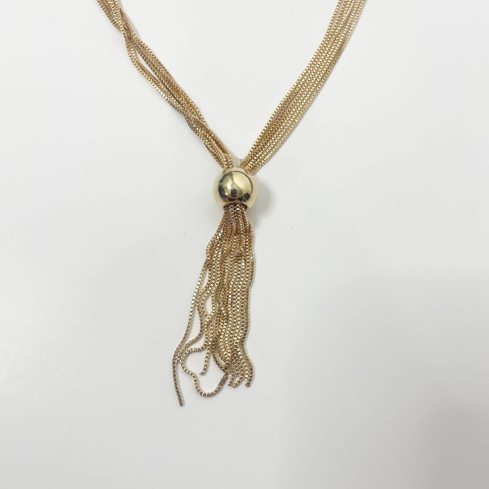 NEW Tassel Choker Necklace Ball Decor Twisted Snake Chain Lobster Claw - Picture 6 of 12